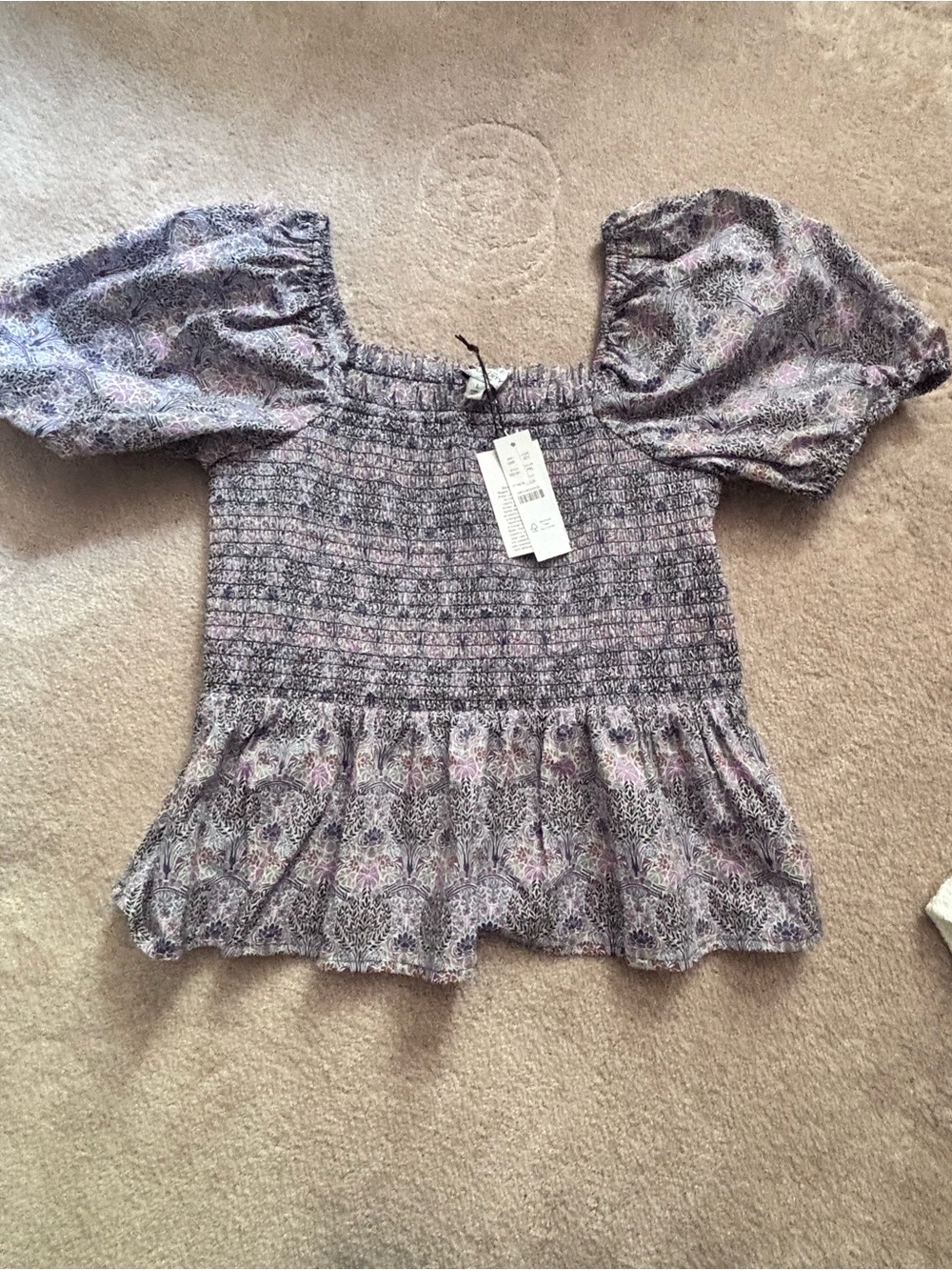liberty Purple Smocked Off-Shoulder Peplum Top